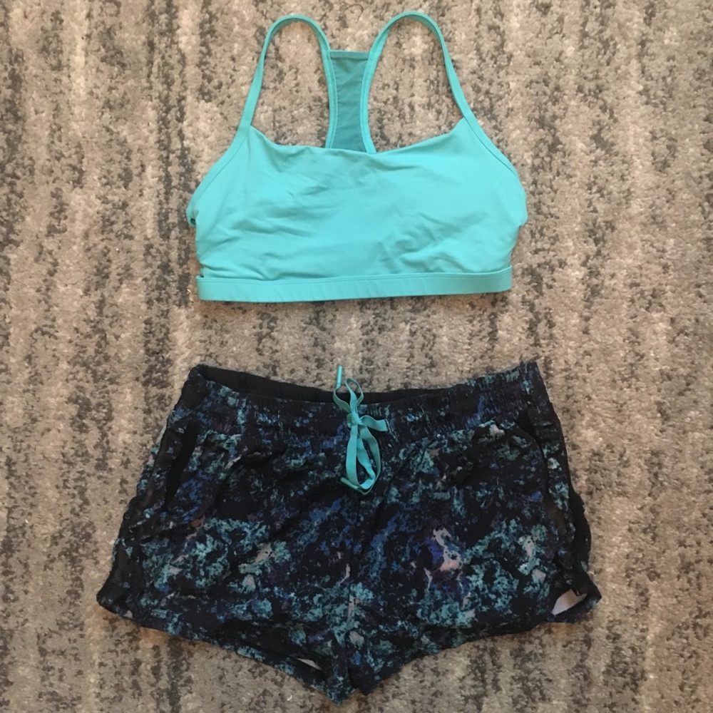 Sports Bra and Athletic Shorts workout set